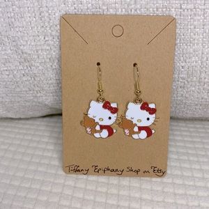 Hello Kitty Inspired Red Bows Hello Kitty & Teddy Bear Earrings NWT